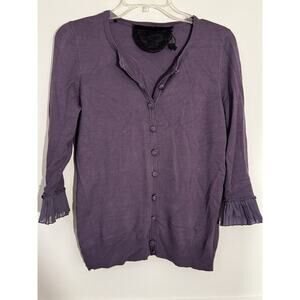 12 X 12 Couture Purple Button Up Sweater 3/4 Sleeve Sz L Preppy Academia Office